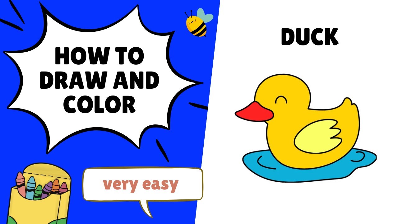 How to Draw a cute Duck in pond in 3 min, Easy Step-by-Step for Kids, Coloring Art for girls & boys