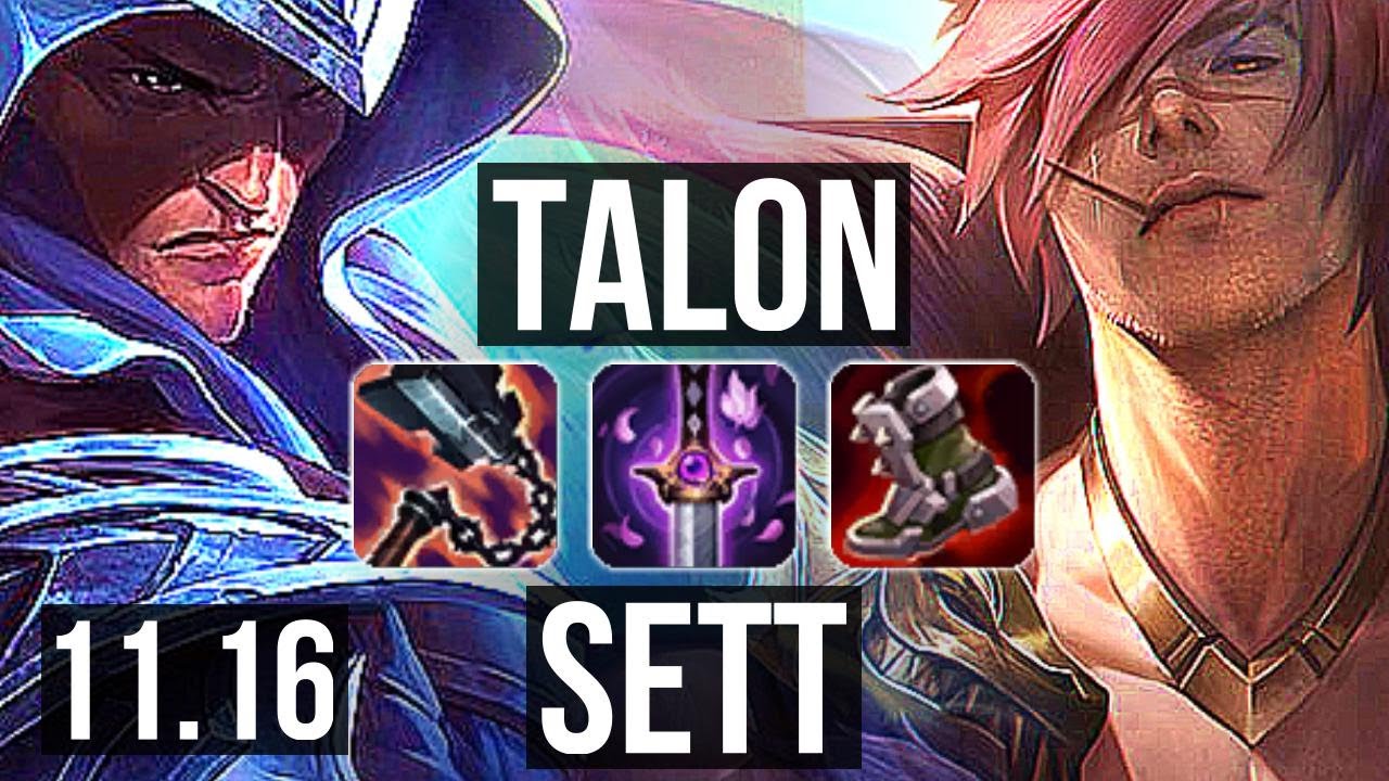 TALON vs SETT (MID) | Rank 6 Talon, 6 solo kills, 1.0M mastery, 300+ games | EUW Challenger | v11.16