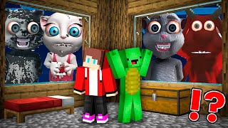 JJ and Mikey Hide From Scary Monsters from Talking Juan At Night in Minecraft - Maizen