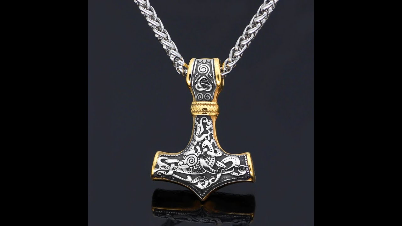 Collana Con Ciondolo Martello Di Thor Vichingo - Acciaio Inox