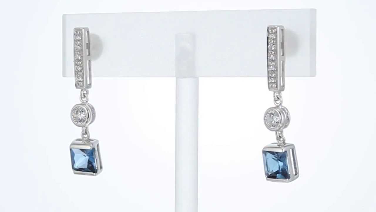 2.5 cts Princess Cut London Blue Topaz Silver Earrings SE7464 by Peora ...