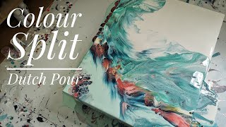 (106) Colour Split Dutch Pour ~ Mint Green and Titanium White ~ Acrylic Pour.