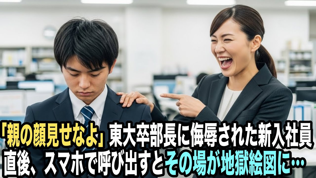 「親の顔見せなさいよ」東大卒部長に侮辱された新入社員。「いいんですね？」とスマホで呼び出した結果、社内が地獄絵図に…