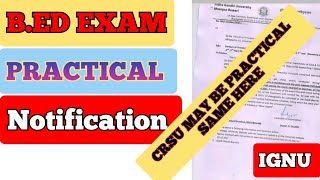 B.ed Exam PRACTICAL 2021 !b.ed practical notification B.ed 1st year practical ignu #crsuupdate #ignu