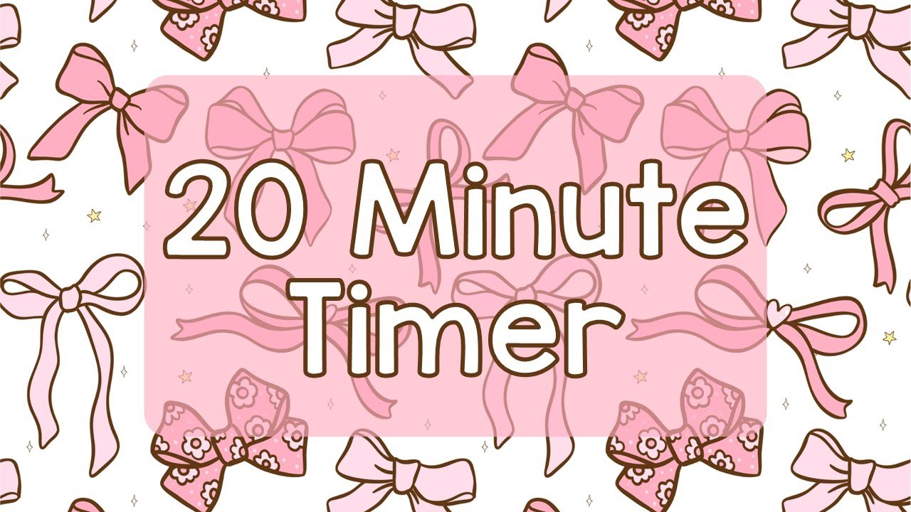 20 Minute Timer - Cute Pink Coquette Bows - Calm Ending Chime Notification - Pink Preppy Aesthetic