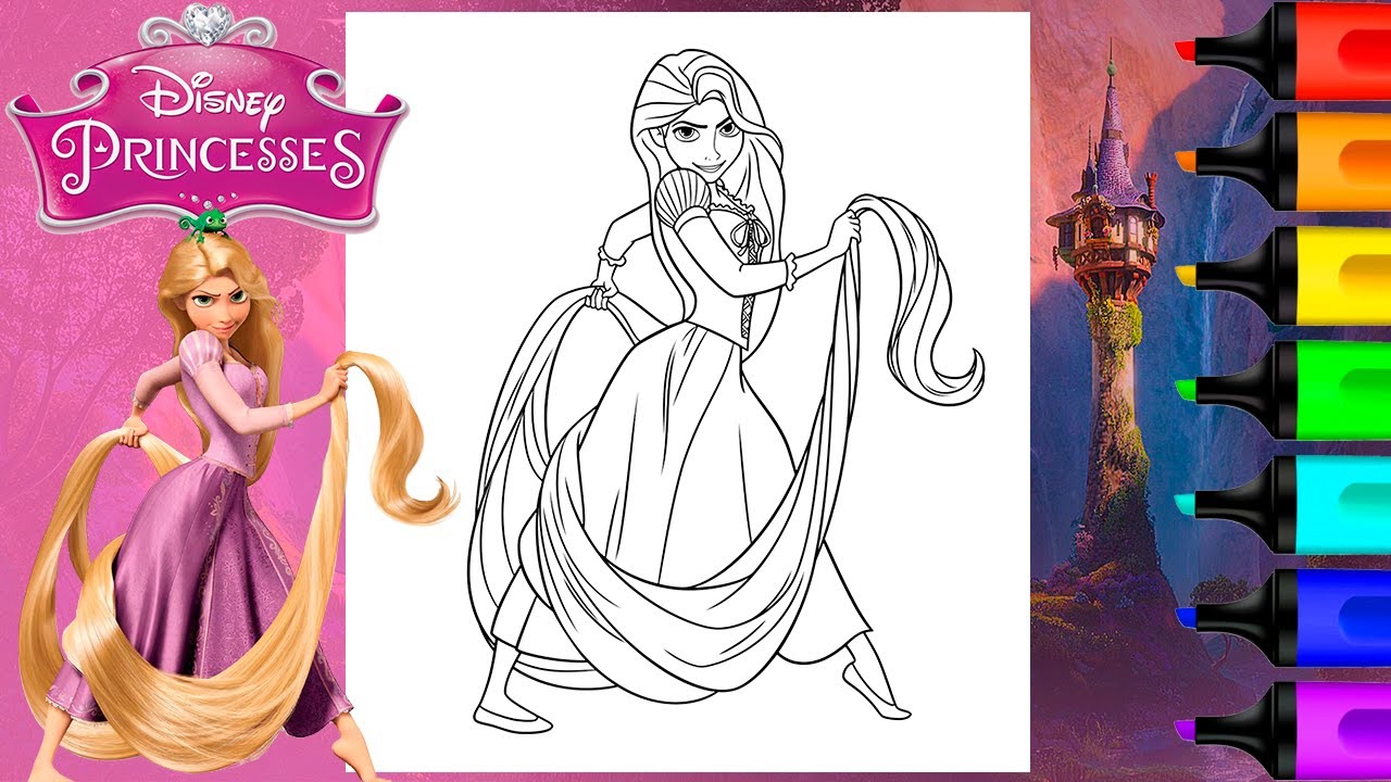 Coloring Rapunzel Tangled Disney | Art and Coloring Fun - YouTube