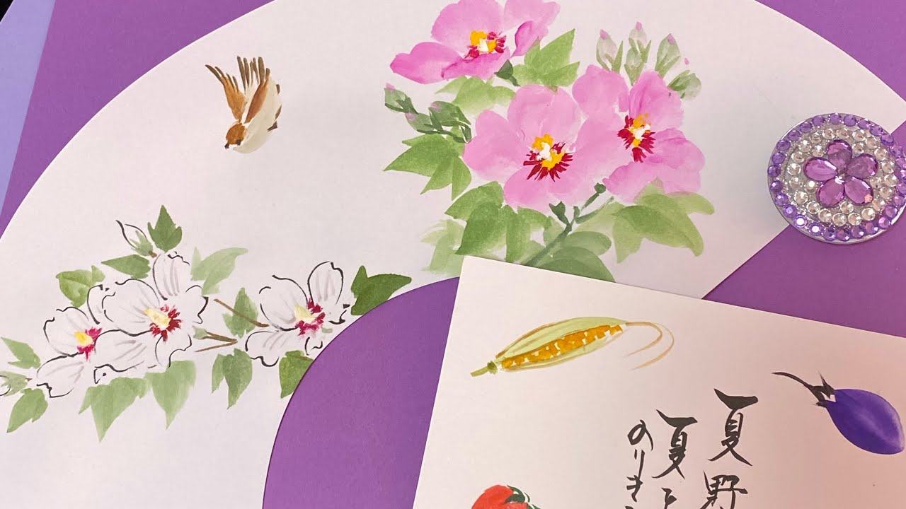 日本画肉筆画 真筆 初夏の花 飽きれ