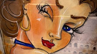 Step-by-Step MIXED MEDIA Vintage Postcard Collage Project 🍔 using HAMBURGER System!!