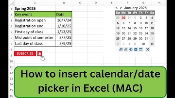 How to insert calendar/date picker in Excel (MAC)