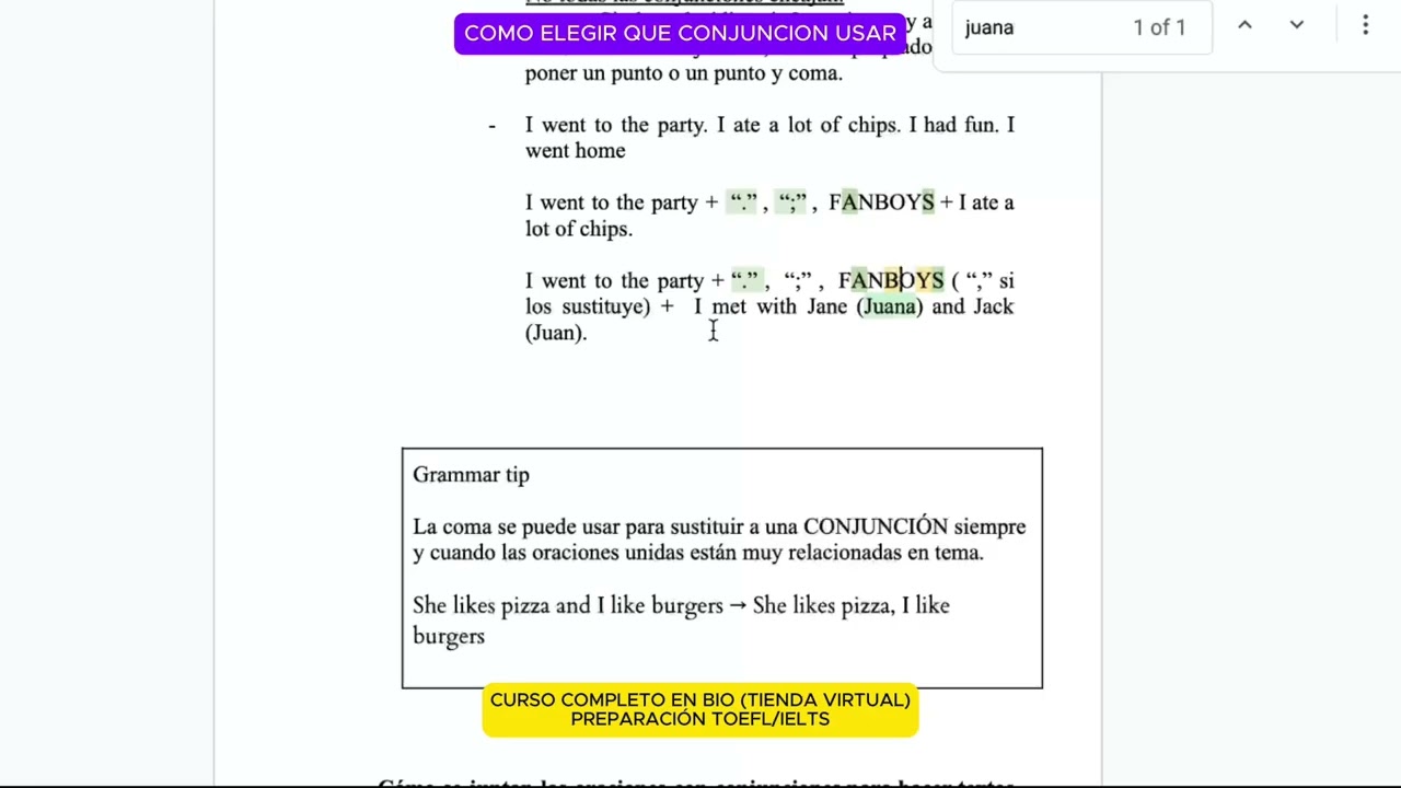 cómo elegir la conjunción correcta inglés edit
