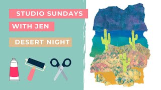 Studio Sunday: Desert Night - An original handmade gel printed collage
