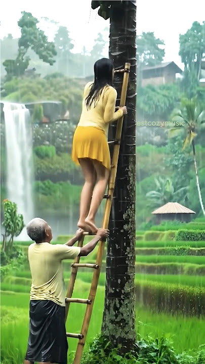 Rainy day in a peaceful village, for relaxation #short #heavyrain #bamboohouse #viralvideo