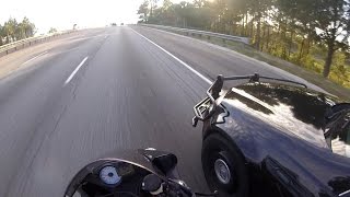 Sportbike Runs From Police And Almost Gets Hit By A Cop At 125MPH 2016