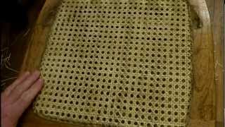 Video instructions on how to install a pre-woven cane seat. http://www.peerlessrattan.com, sellers of quality cane & rush supplies 