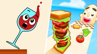 Satisfying Mobile Games ... Sandwich Run, Sandwich Runner, Tall Man Run, Spill it, Ball Run 2048