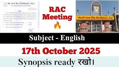 CCS University PhD Admission 🔥 CCSU PhD 🎯 Chaudhary Charan Singh University PhD Notice II PhD RAC