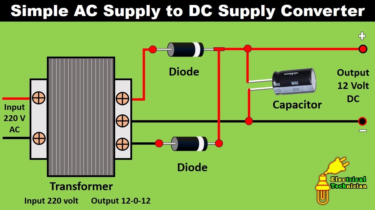 Blot Premonition ifølge AC to DC Converter Circuit Diagram | full wave rectifier circuit diagram |  Electrical Technician - YouTube