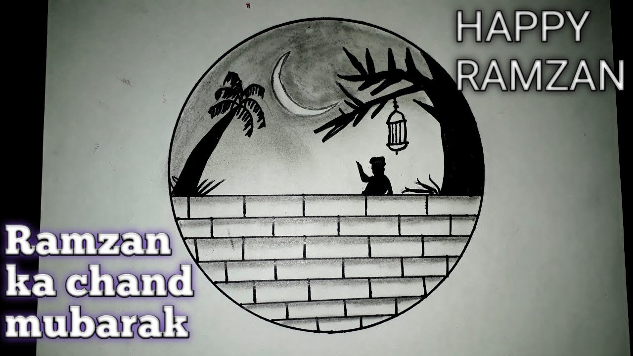 How to draw ramzan chand || Ramzan chand drawing || Happy Ramzan ...