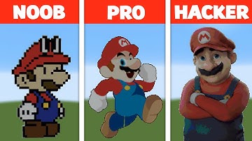 Pixel Art NOOB vs PRO vs HACKER Super Mario in Minecraft