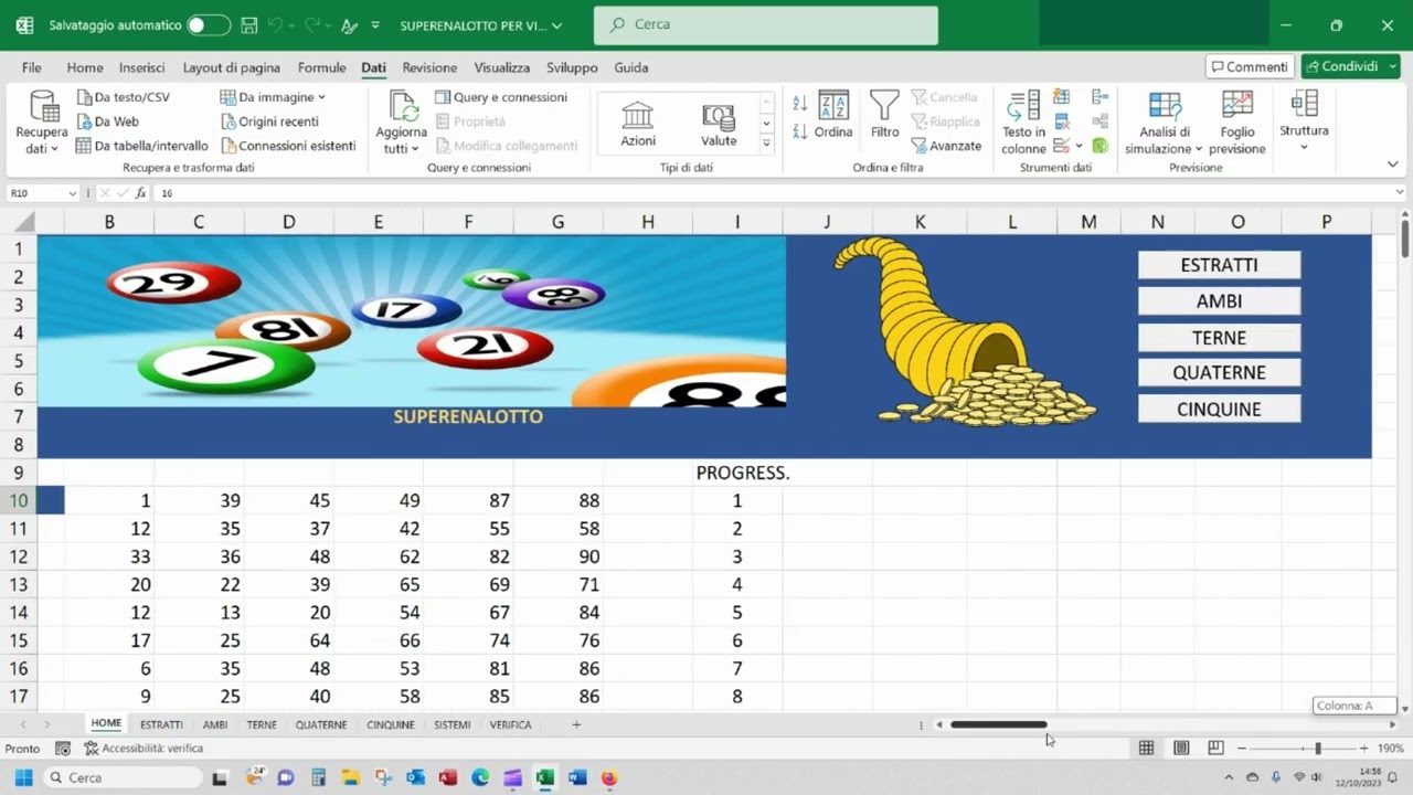 Programma Superenalotto con Excel