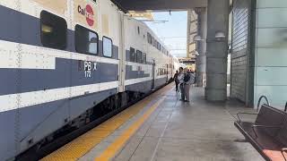 The Southbound Caltrain #408 to Gilroy Arriving At Millbrae Caltrain Station in Millbrae CA