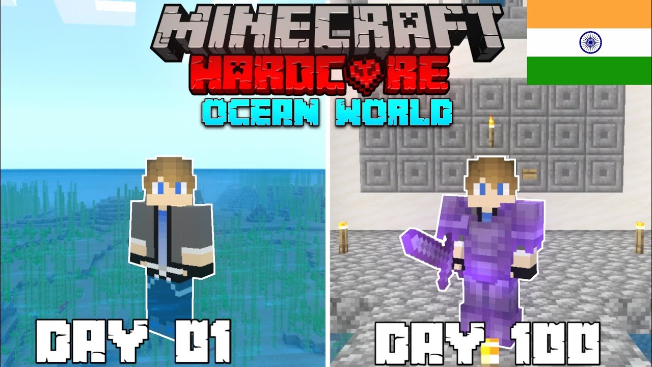 I Survived 100 Days In Hardcore Minecraft, But In A Ocean Only World ...