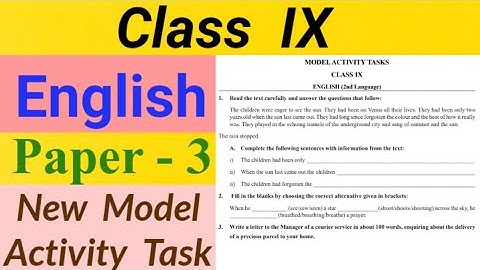 Class 9th English(Part 3)//Model Activity Task//Class IX  English Model activity task solve Paper 3/