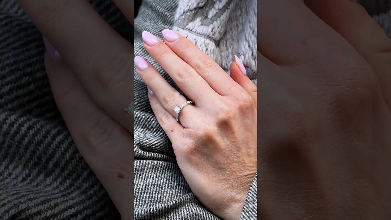 Diamond Band Engagement Rings Featuring Princess-Cut Diamonds