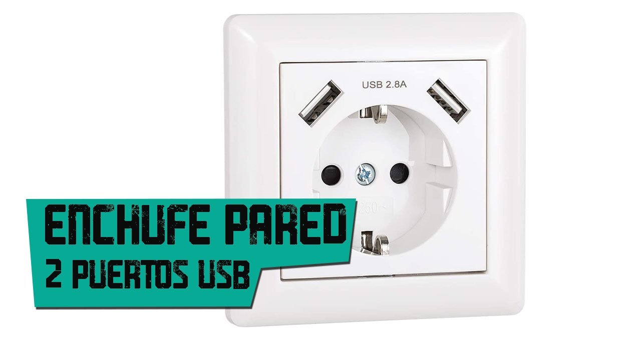 Toma empotrar en pared con 2 usb de carga y enchufe schuko.