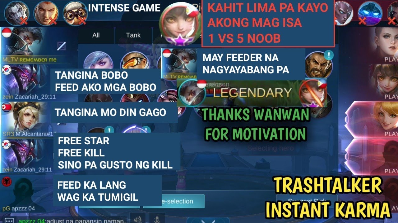 TRASHTALKER KARMA | LET THE SKILL TALK | INTENTIONAL FEEDING + LAYLA | MOBILE LEGENDS - YouTube