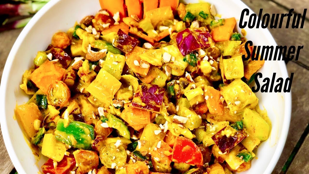 COLOURFUL SUMMER SALAD WITH MANGO DRESSING | Healthy Salad Recipe | Flavourful Food By Priya