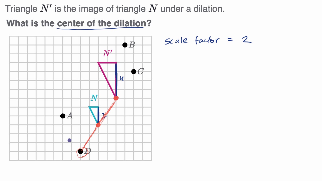 Example identifying the center of dilation