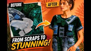 How To Sew a SUMMER TOP from VELVET and DENIM SCRAPS/DIY Boho Top #sewingtutorial #fashion #summer