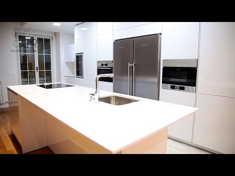 Cocinas con isla blancas tirador gola, cocinas modernas 2016 youtube
