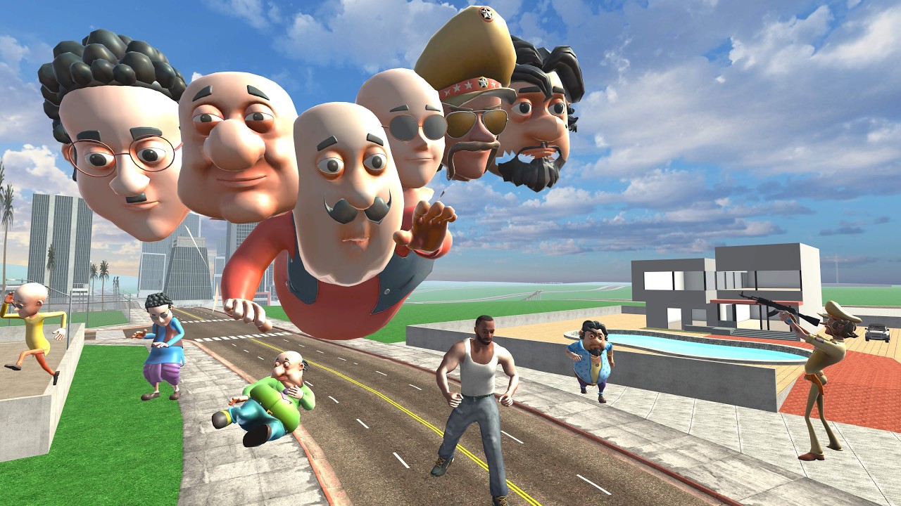 Franklin & Motu-Patlu Vs MOTU RAVAN🤐- Indian Bike Driving3D