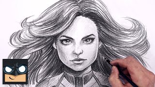 How To Draw Captain Marvel | Sketch Art Lesson (Step by Step)