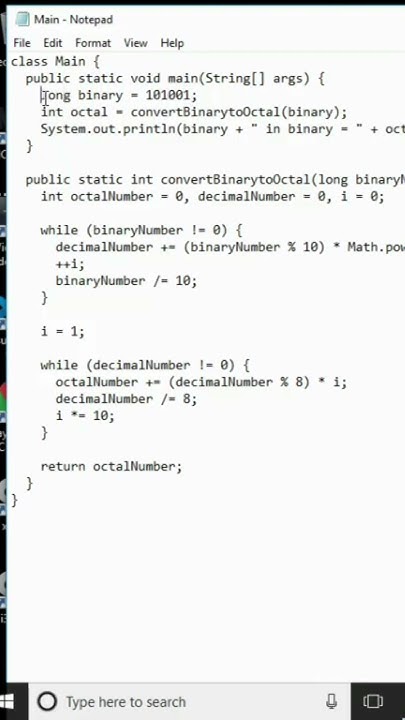 write a java program for convert binary to octal - YouTube