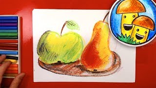 картинка: Как нарисовать ГРУШУ и ЯБЛОКО просто для детей