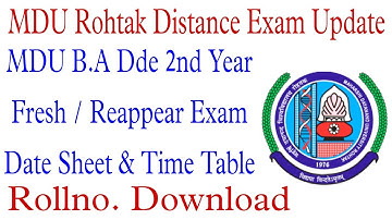 MDU Rohtak B.A Distance 2nd Year Reappear Exam Date Sheet 2022 | MDU B.A Dde Exam Date Sheet 2022