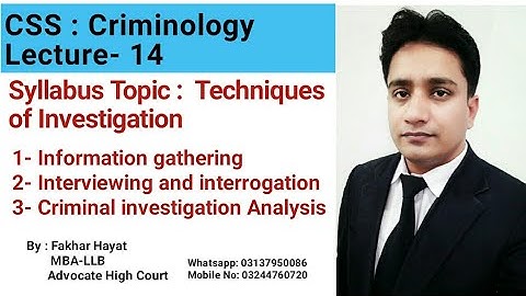 CSS: Criminology Lecture-14 ll Techniques of Criminal Investigation