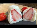 レンジで簡単、苺クリーム大福  How to make strawberry cream Daifuku