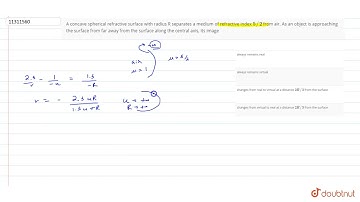 A concave spherical refractive surface with radius R separates a medium of refractive index 5//2...
