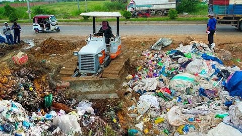 Amazing Full Project!! Filling Land, Garbage Dump & Clear and Delete Trash Into Water By Skill Dozer