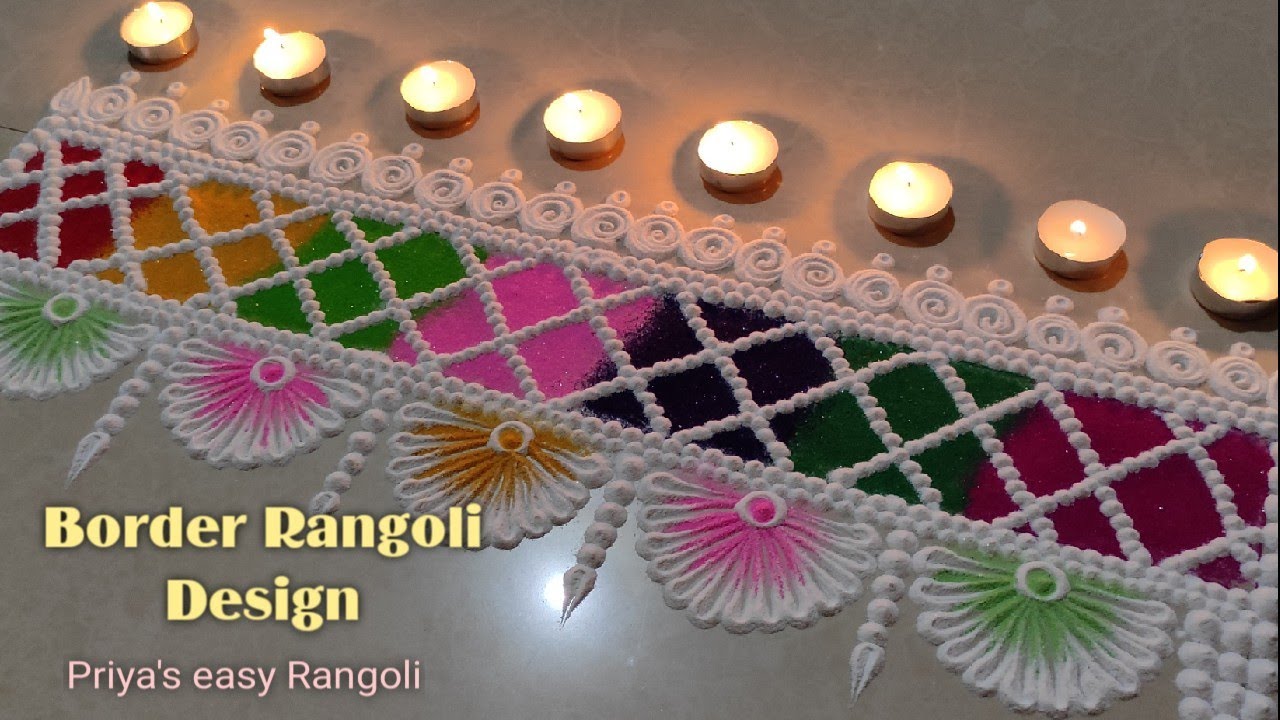 Border Rangoli | Festival Rangoli design | simple Rangoli design ...