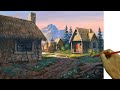 Acrylic Landscape Painting in Time-lapse / Old Village Houses / JMLisondra