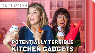 Reviewing Potentially TERRIBLE Kitchen Gadgets Ft. Grace Helbig & Mamrie Hart | Sorted Food