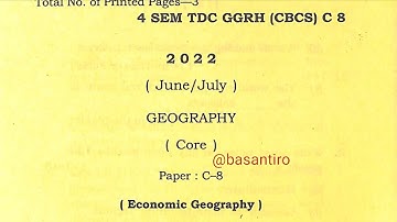 BA 4th semester geography honours question paper c 8 economic geography 2022 Dibrugarh University