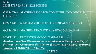 GAMAT301 | GBMAT401 | GCMAT401 | Semester 3 | Semester 4 | Module 1 | PART 2 | Part A Questions