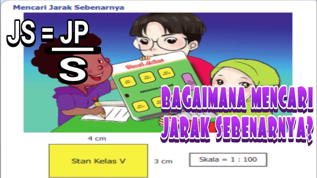 Materi skala (part 2). Menentukan jarak sebenarnya (JS) pada peta atau ...