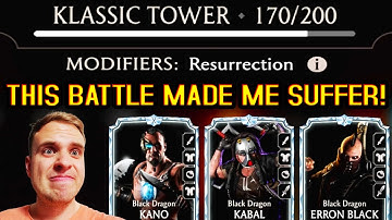 MK Mobile. Fatal Klassic Tower Battle 170 Caused Me PAIN! Resurrecting Black Dragon Team...